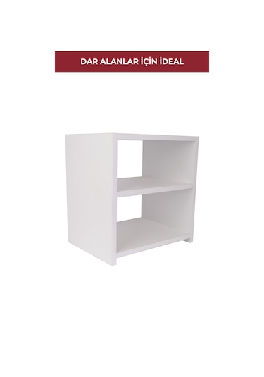 Pikas 2 Raflı Çok Amaçlı Beyaz Komodin Beyaz