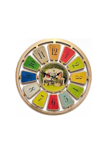 Galaxy 734 Gökkuşağı Serisi Yuvarlak Sessiz Akar Duvar Saati 50 C