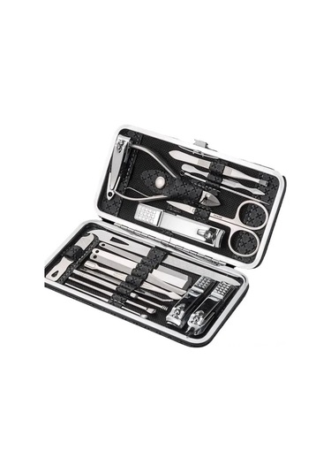 Wezone 19 Parça Çelik Tırnak Bakımı Seti: Tırnak Kesici, Pedikür Aletleri, Cilt Bakımı Araçları Siyah Çanta İçerisinde