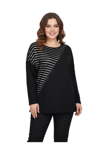 Wearon Kadın Siyah Sıfır Yaka Taşlı Bluz Bgl-st05152 Siyah