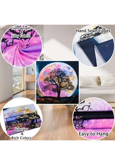 Blacklight Ay Goblen Uv Reaktif Galaxy Uzay Goblen Trippy Dağ Ağacı Goblen Yıldızlı Gece Gökyüzü Goblen Duvar Asılı