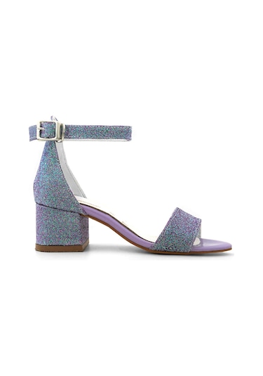 Lilo Simli Mor Tek Bantlı Kız Çocuk Topuklu Abiye Ayakkabı Mor