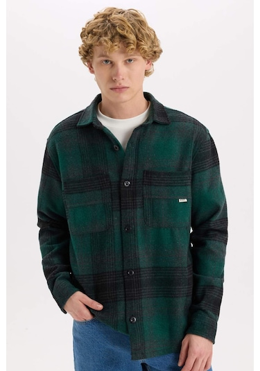 DeFacto Relax Fit Kareli Oduncu Uzun Kollu Gömlek Ceket D1411AX24WNGN465 Yeşil DeFacto Relax Fit Kareli Oduncu Uzun Kollu Gömlek Ceket D1411AX24WNGN465 Yeşil