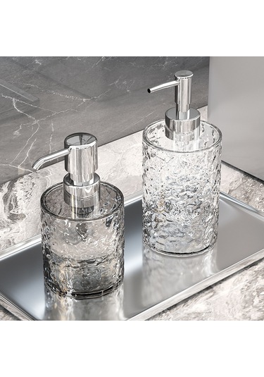 Youtek 400ml Yeşil Taşınabilir Basma Şampuan Duş Jeli El Dezenfektanı Saklama Kabı - Transparan Gri Yuvarlak Plastik Dispenser Diğer