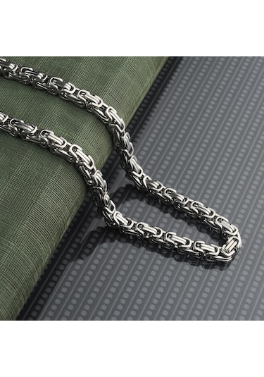 King Kalın Erkek Çelik Zincir Erkek Kolye Takı Aksesuar K24 T5 Çelik