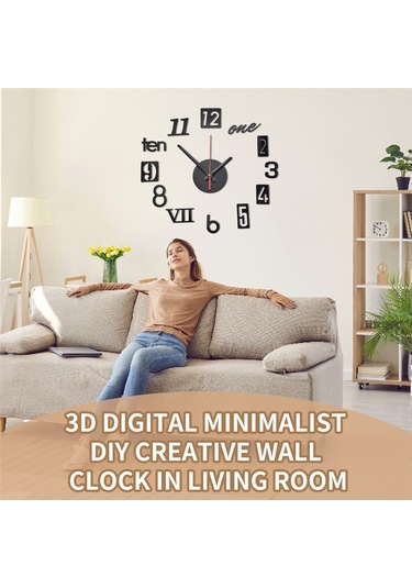 Gatherco Kendin Yap Duvar Saati - Modern 3d Aynalı Duvar Saati Dekoru, Roma Rakamlı Saat - Duvar Sticker Saati Ev Odası Dekoru Siyah Diğer