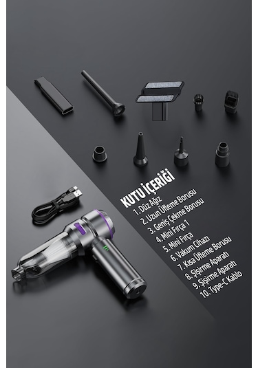 St-6659 Plus 16000 Bpa Çok Fonksiyonlu Kablosuz Yüksek Emiş Araç Ve Ev Temizlik El Süpürgesi