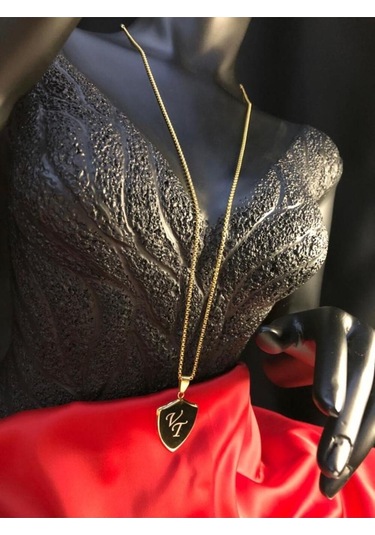 Vog Kişiye Özel Harf Isim Ve Figür Yazıla Bilen Kalkan Dizayn Şık Çelik Sarı Renk Kolye Sarı