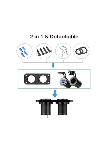 Electric Araba Qc 3.0 Usb Şarj Soketi 12v/24v, Hızlı Şarj, Su Geçirmez, Priz Soketi, Araba Şarj Cihazı