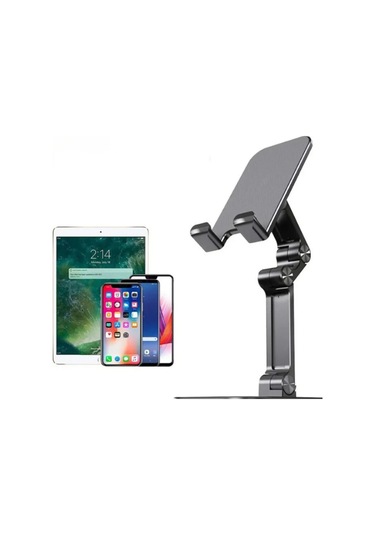 Kademeli Katlanabilir Masaüstü Telefon Tablet Standı Siyah