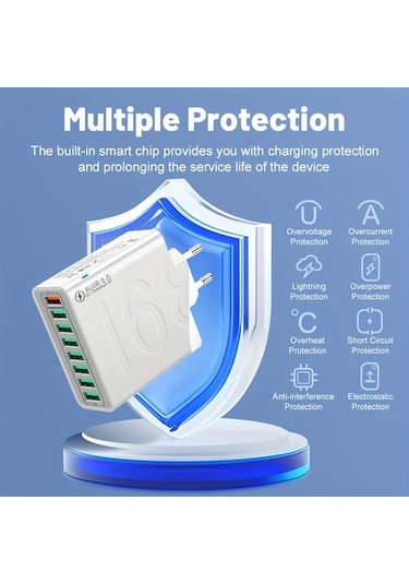 Xuweiwei Beyaz Kaxoe Cok Portlu Hizli Sarj Usb Duvar Telefon Sarj Adaptoru Qc 3 0 İphone Uyumlu Samsung BEYAZ