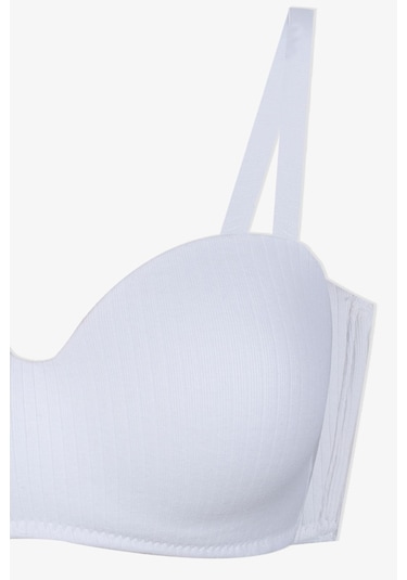 Kadın Dolgusuz Pamuklu Fitilli Straplez Sütyen Ekru