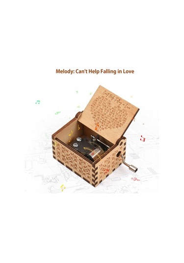 Ulzyvf El Yapımı Ahşap Müzik Kutusu - Romantik Melodili Hediye - Can't Help Falling In Love Ahşap Rengi