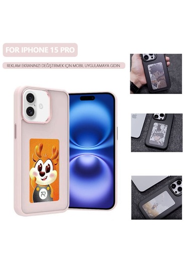İphone Uyumlu 15 Pro İçin E-mürekkep Ekran Nfc Dıy Telefon Kılıfı Pembe