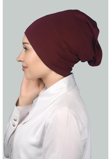 Altobeh Hazır Pratik Geçmeli Uzun Boru Tesettür Bonesi - Bordo