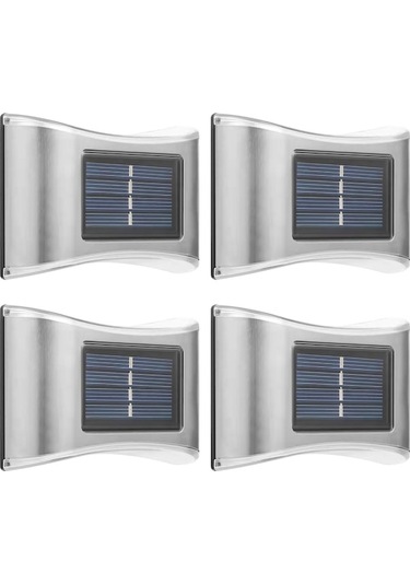Güneş Enerjili 4'lü Led Duvar Lambası - Dış Mekan İçin Ip65 Su Geçirmez, Renkli Işık, Çelik Malzeme Bahçe/ev Cephe Aydınlatması Diğer Diğer