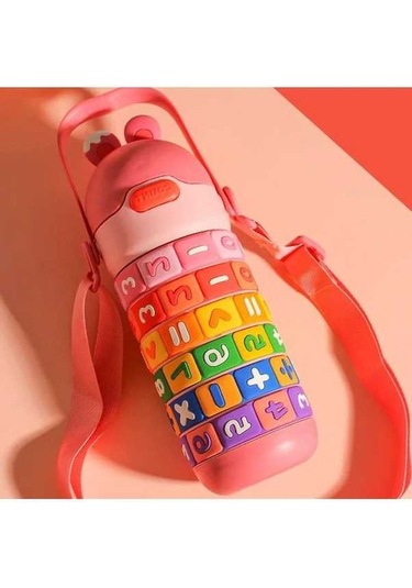 Elmpaly 316 Paslanmaz Çelik Yalıtımlı Su Şişesi, Okul Dijital Pembe 430ml Pembe Çok Renkli