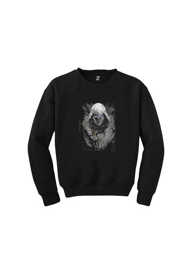 Moon Knight Warrios Face Siyah Sweatshirt Siyah