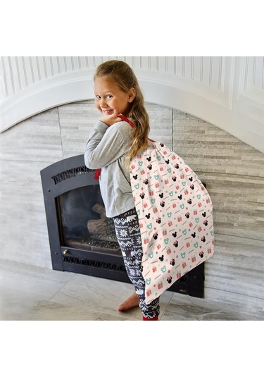 Büyük Noel Baba Hediye Çantası, Pamuklu Kordonlu, Yeniden Kullanılabilir Noel Kartun Simgesi