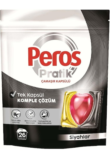 Peros Pratik Matik Çamaşır Deterjanı Kapsülü - Tableti 26 Adet Siyahlar