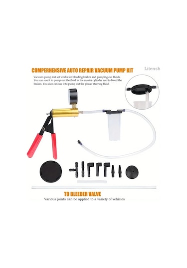 Xuweiwei 1 Adet Alüminyum Manuel Vakum Pompası Seti Red Set Arazi Araçları İçin El Tipi Fren Tamir Seti Vakum Test Ve Fren Hidroliği Değişimi