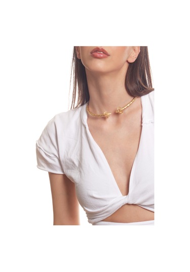 Labalaba Kadın Koçbaşı Uçlu Choker - Altın Altın