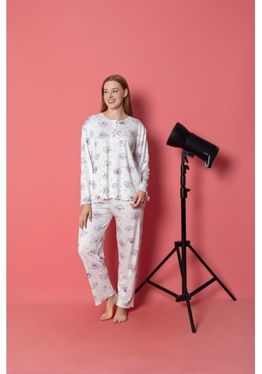 Yüksek Kalite Bambu İnterlok Kadın Pijama Takımı P5046 LILA