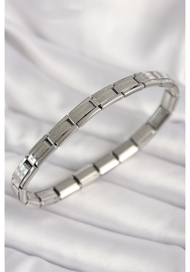 316l Çelik Gümüş Renk İnce Yazılı Nomination Kadın Bileklik