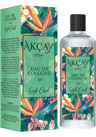 Akçay 70 Derece Gizli Çiçek Kolonyası Cam Şişe 250 ML (Kutulu)