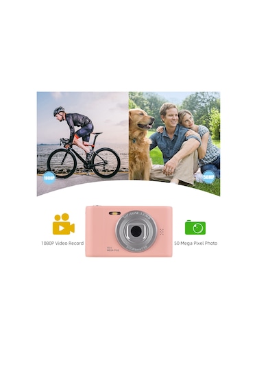 1080p Dijital Kamera Video 50mp Fotoğraf Çift Lens 2.4 İnç Ekran 8x Zoom