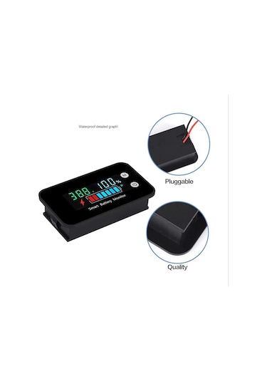 Yunboo Ipx7 Su Geçirmez Renkli Ekranlı Akü Test Cihazı 7-100v, Sıcaklık + Alarm, Akü Voltajı Ve Kapasitesi Monitörü Lityum, Kurşunsulfat Aküler İçin