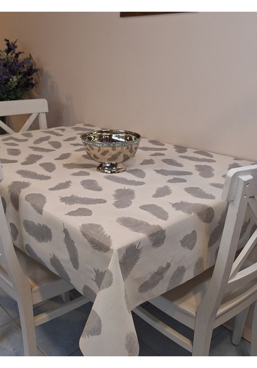 İthal Silinebilir Pvc Masa Örtüsü Kaymaz Tabanlı, Kumaş Görünümlü Pvc Masa Örtüs İth5511 Gri