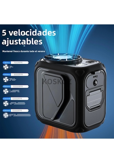 Taşınabilir Işıklı Bant Vantilatörü, 5 Hızlı El Vantilatörü C Siyah,