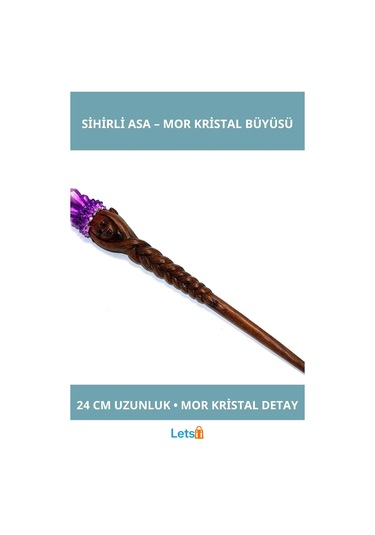 Polyester Mor Kristalli Sihirli Asa 24 Cm Büyüleyici Aksesuar 1 Adet
