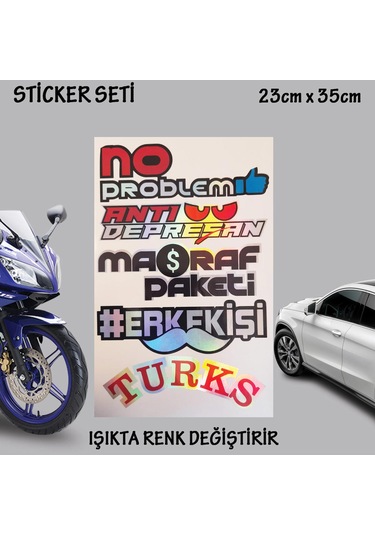 Depresan Masraf Paketi Set Araba Oto Sticker Cam Yazıları