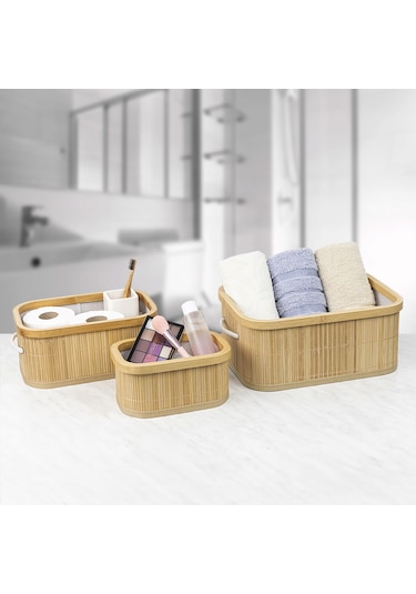 Decolove Bambu Çok Amaçlı Üçlü Sepet
