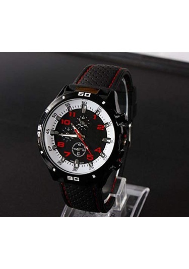 Spor Saat Askeri Pilot Havacı Ordu Tarzı Siyah Silikon Erkek Saati Diğer