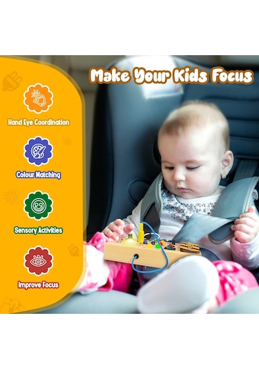 Geeroyoo Bebekler İçin Montessori Eğitici Ahşap Devre Led Işıklı Anahtar Panosu