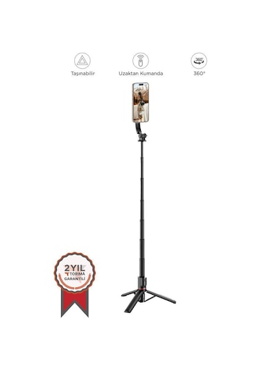 Torima L20 Çok Amaçlı Tripod Kumandalı Selfie Çubuğu Siyah