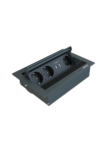 Metalline® Revo-line Dönmeli Masaüstü Priz Kutusu Usb - Antrasit