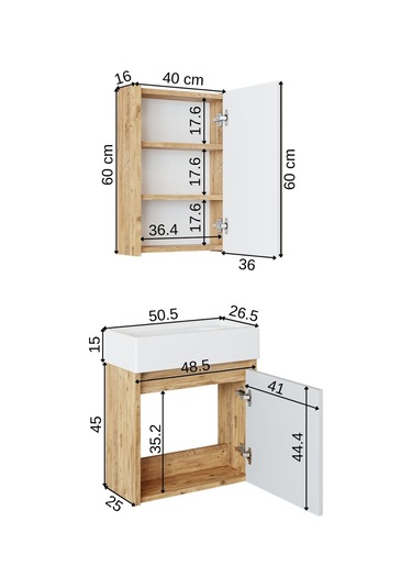 Roomart Ayaksız Tek Kapaklı Lavabolu 50cm Banyo Dolabı A.çam-beyz Atlantik Çam - Beyaz Roomart Ayaksız Tek Kapaklı Lavabolu 50cm Banyo Dolabı A.çam-beyz Atlantik Çam - Beyaz