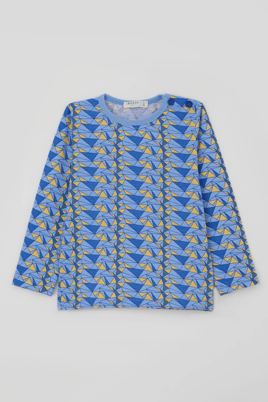 Breeze Erkek Bebek Pijama Takımı Renk Üçgeni 9 Ay-3 Yaş, Açık Mavi Açık Mavi