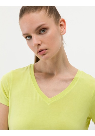 Pierre Cardin Kadın Yeşil Basic Tişört 50269345-vr232 Yeşil