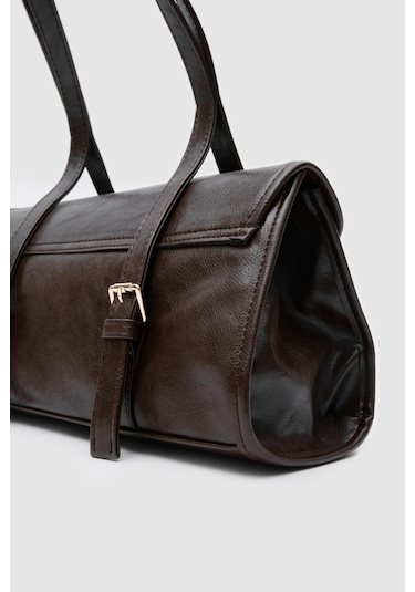 Shule Bags Calvino Vintage Baget Çanta Acı Kahve Acı Kahve
