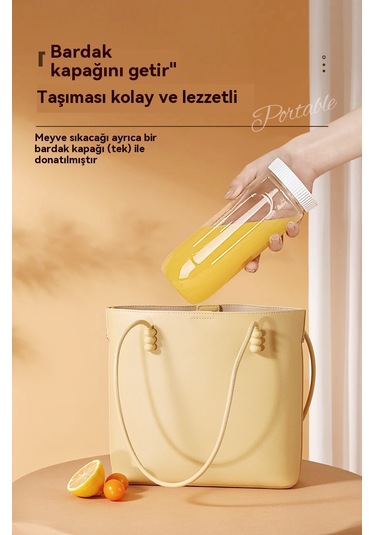 Aurora Şarj Edilebilir Küçük Çok Fonksiyonlu Meyve Sıkacağı Meyve Sıkacağı Beyaz Beyaz