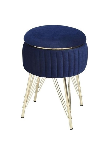 Bianco Metal Ayaklı Puflu Zigonse Hpa Altın Koyu Mavi Gold Dark Blue