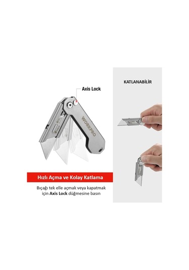 Workpro Wp211016 Paslanmaz Çelik Gövde Katlanır Rötuş Maket Bıçağı Fr Wp211016