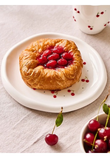 Roomi Kanel Desenli Seramik Düz Tabak 20,5 Cm 471442055 Beyaz