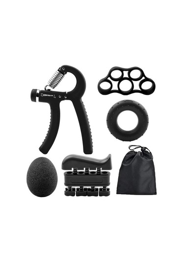 Sıladanal 5 Parça El, Kol Ve Parmak Egzersiz Spor Aletleri Seti Fitness Takımı Siyah