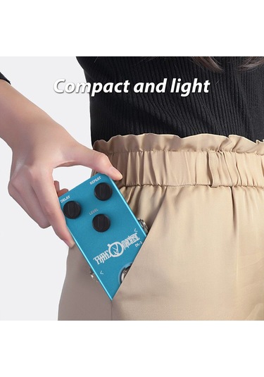 Ruicoo Gitar Gecikme Efekt Pedalı Metal Kasa 6.35mm Giriş/çıkış, Gecikme Süresi-volüm-ktekrar Kontrolü, Mavi Led, Doğru Pas-through Anahtarı